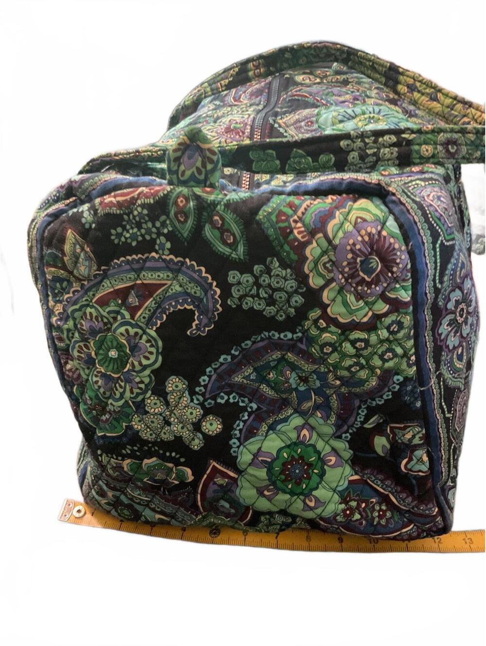 Vera Bradley Signature Travel Duffel Bag - Floral Green & Purple - Picture 10 of 12